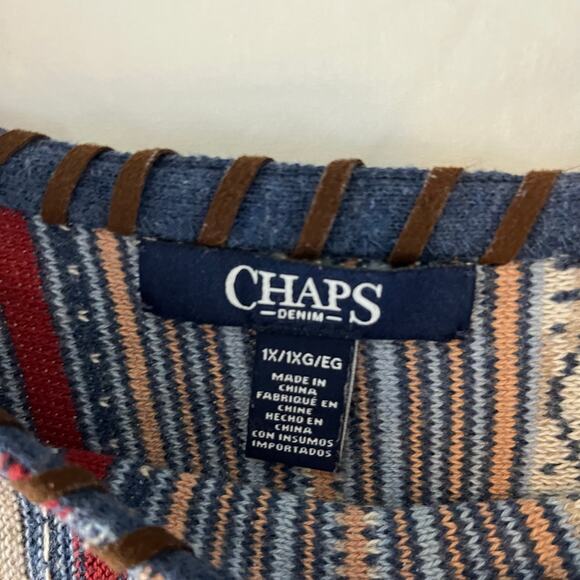 Chaps Southwestern Aztec Striped Pullover 3/4 Sleeve Sweater Top 1X - Picture 6 of 6